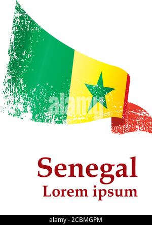 Drapeau du Sénégal, République du Sénégal. Modèle pour la conception de prix, un document officiel avec le drapeau du Sénégal. Illustration de Vecteur