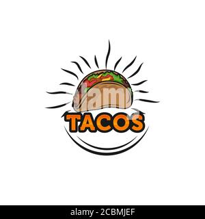 Illustration vectorielle du logo tacos. Silhouette de saucisse hot dog, bon pour le menu du restaurant et le badge du café. Modèle de logotype typographique vintage. Illustration de Vecteur