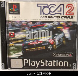 Photo d'une boîte CD PlayStation 1 originale et d'une couverture pour le jeu DE course DE voitures de tourisme TOCA 2 Banque D'Images