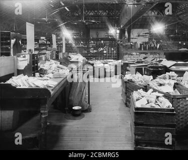 Post Office Workroom, Washington, D.C., États-Unis, Harris & Ewing, février 1907 Banque D'Images