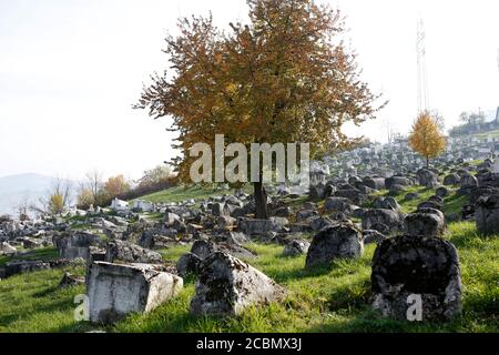 Le cimetière juif de l'OID est un cimetière vieux de près de 500 ans à Sarajevo, en Bosnie-Herzégovine. Banque D'Images