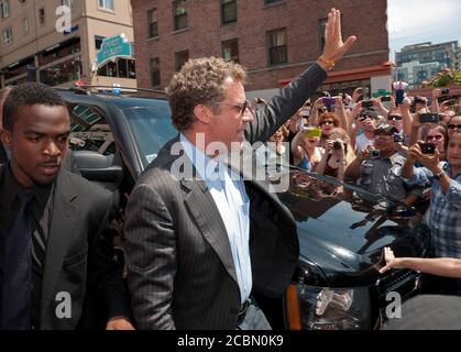 Will Ferrell visite le marché de Pike place promotion de la campagne milieu de journée - Seattle, États-Unis - 19 juillet 2012 Banque D'Images