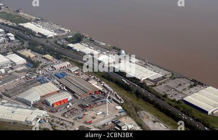 Vue aérienne du parc commercial de Saint Andrews Quay, est de Hull Banque D'Images