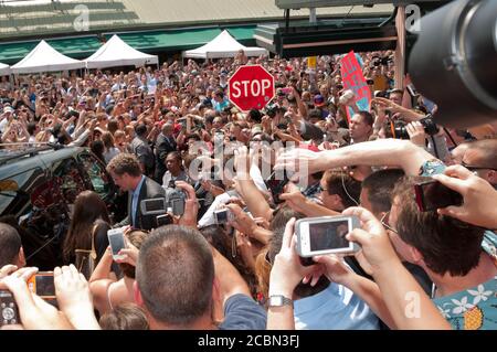 Will Ferrell visite le marché de Pike place promotion de la campagne milieu de journée - Seattle, États-Unis - 19 juillet 2012 Banque D'Images