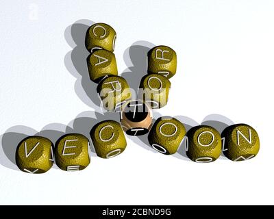 Dessin animé vectoriel mot-clé courbé de lettres cubiques de dés, illustration 3D pour l'arrière-plan et le caractère Banque D'Images