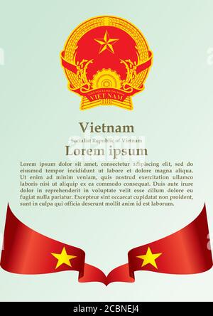 Drapeau du Vietnam, République socialiste du Vietnam, modèle de conception de prix, document officiel avec le drapeau de la République socialiste du Vietnam. Illustration de Vecteur