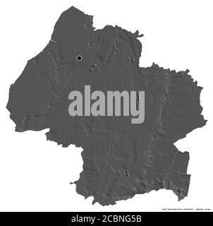 Forme du sud du Gloucestershire, autorité unitaire de l'Angleterre, avec sa capitale isolée sur fond blanc. Carte d'élévation à deux niveaux. Rendu 3D Banque D'Images