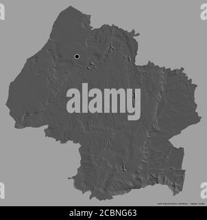 Forme du sud du Gloucestershire, autorité unitaire de l'Angleterre, avec sa capitale isolée sur un fond de couleur unie. Carte d'élévation à deux niveaux. Rendu 3D Banque D'Images