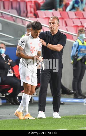 FIro Champions League: 08/14/2020 1/4 finales, quart de finale FC Bayern Munich, Munchen - FC Barcelona coach, von, FC; FC Bayern Munich, Hans-Dieter 'Hansi' FLICK, et, avec, Philippe COUTINHO, figure entière. PHOTO: Frank Hoermann/SVEN SIMON/Pool/via/firosportphoto #AUCUNE utilisation des photographies comme séquences d'images et/ou quasi-vidéo # #utilisation éditoriale SEULEMENT # #agences de presse nationales et internationales DEHORS # nos conditions générales s'appliquent, peuvent être consultées à www.firosportphoto.de, §SEULEMENT POUR UNE UTILISATION EN ALLEMAGNE !!!!! , copyright de firo sportphoto: Coesfelder Str. 207 D-48249 Dulmen www.firosportph Banque D'Images