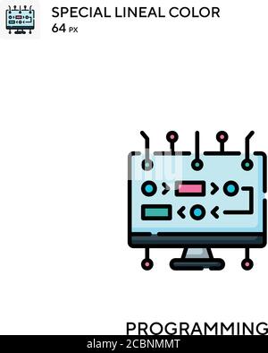 Programmation d'une icône de vecteur de couleur de ligne spéciale. Icônes de programmation pour votre projet d'entreprise Illustration de Vecteur