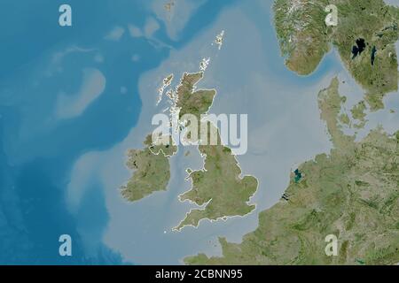 Zone étendue du Royaume-Uni. Imagerie satellite. Rendu 3D Banque D'Images