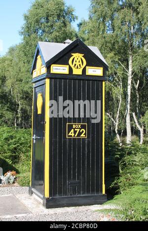 AA Box, automobile Association Box No 472, A 93, Cambus O' May, Nr Ballater, Royal Deeside, Parc national de Cairngorms, Aberdeens Banque D'Images