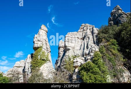 Formations rocheuses de calcaire, El Torcal, réserve naturelle de Torcal de Antequera, Province de Malaga, Andalousie, Espagne Banque D'Images