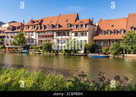 Petite Venise sur la rivière Regnitz, anciennes maisons de pêcheurs, vieille ville, Bamberg, Franconie, Bavière, Allemagne Banque D'Images