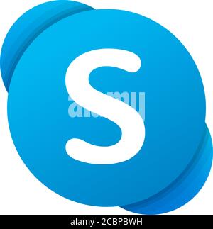 Logo Skype, service de messagerie instantanée, logiciel de messagerie, chat, conférence vocale et vidéo, fond blanc Banque D'Images