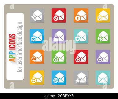 Mail et enveloppe icon set Illustration de Vecteur