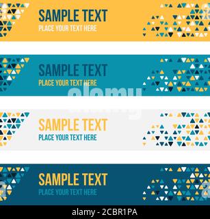 Quatre bannières abstraites à motifs avec petits pois mélangés. Arrière-plan vectoriel coloré. Illustration de Vecteur