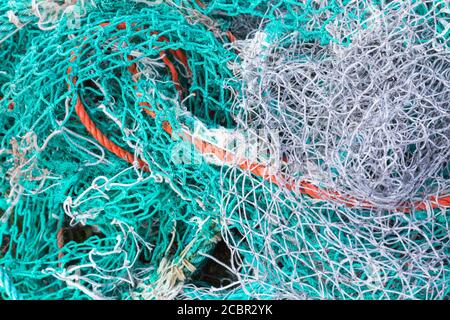 Filets de pêche dans un tas Banque D'Images