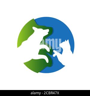 logo vecteur clinique vétérinaire. Silhouette du chien et du chat signe un logo pour un magasin d'animaux de compagnie etc Illustration de Vecteur
