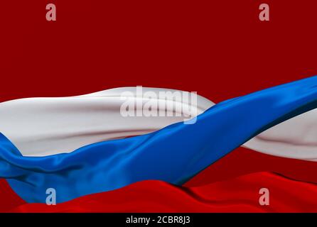 illustration en 3d des rubans drapeau tricolore russes qui agite en rouge Banque D'Images