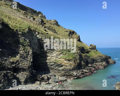 Château de Tintagel, lieu de naissance du roi Arthur Banque D'Images