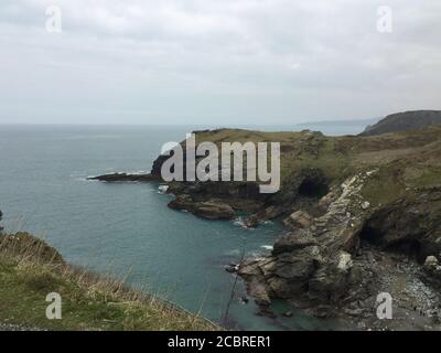 Château de Tintagel, lieu de naissance du roi Arthur Banque D'Images