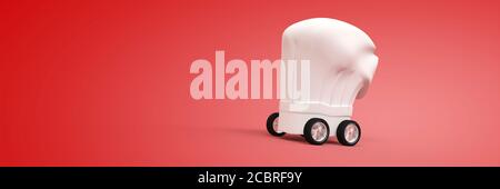 Chapeau de chef avec roulettes, rendu 3D de livraison de repas à domicile Banque D'Images