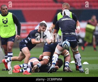 Ashton Gate Stadium, Bristol, Royaume-Uni. 15 août 2020. Premier ministre Rugby Union, Bristol Bears versus Saracens; Callum Sheedy of Bristol Bears se réchauffe crédit: Action plus Sports/Alay Live News Banque D'Images