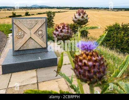 16e siècle Scots English Battle of Pinkie Cleugh Memorial Stone, Ballyford, East Lothian, Écosse, Royaume-Uni Banque D'Images