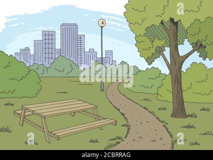 Schéma de la table de couleurs graphique de la route de stationnement, schéma de l'illustration du paysage Illustration de Vecteur