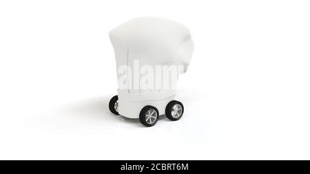 Chapeau de chef avec roulettes, rendu 3D de livraison de repas à domicile Banque D'Images