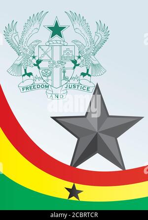 Drapeau du Ghana, le modèle de la bourse, un document officiel avec le drapeau de la République du Ghana Illustration de Vecteur