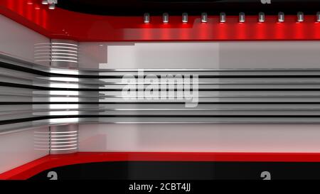 Tv Studio. Backdrop for TV shows .TV on wall. News studio. The perfect backdrop for any green screen or chroma key video or photo production. 3D rende Banque D'Images