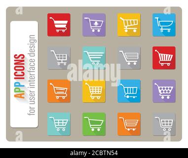 Panier icon set Illustration de Vecteur