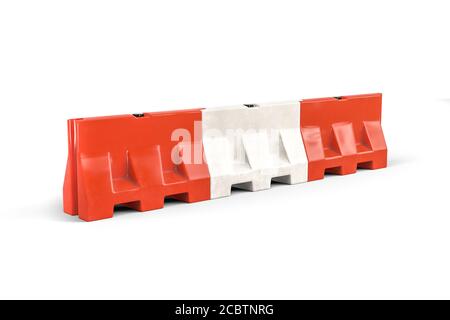 Barricade remplie d'eau isolée sur fond blanc - rendu 3d Banque D'Images