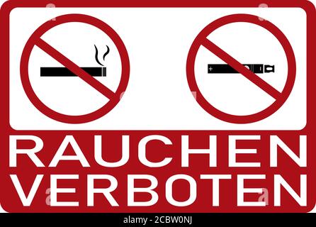 Vecteur d'une bannière avec signe d'interdiction en allemand (interdiction de fumer, pas de vapotage) Illustration de Vecteur