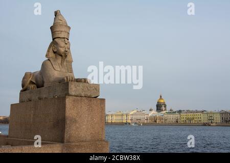Sphinx égyptien à la banque de l'université de Saint-Pétersbourg Banque D'Images