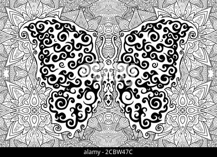 Magnifique art avec papillon décoratif sur fond floral Illustration de Vecteur