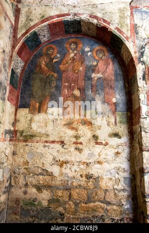 Une ancienne fresque sur le mur intérieur de l'église Saint-Nicolas à Demre en Turquie. L'église date du 3ème siècle. Banque D'Images