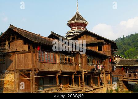 Chine. Province de Guizhou. Dong village de Zhaoxing. Banque D'Images