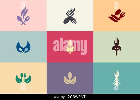 Modèle de logo | jeu de logos adapté à tous les aliments ou dans un restaurant Illustration de Vecteur