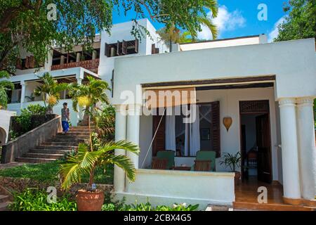Belles maisons et hôtels dans la plage de Shela dans le sud De l'archipel de l'île de Lamu au Kenya Banque D'Images