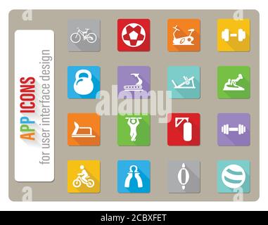 Les équipements de sport icon set Illustration de Vecteur