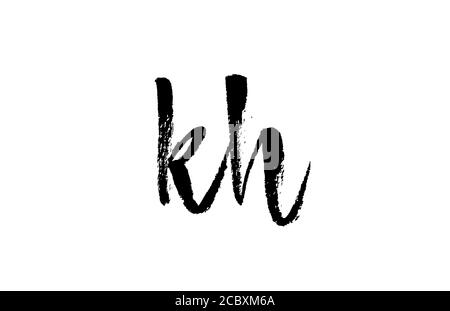 Combinaison d'icônes KH K H avec lettre alphabétique. Grunge manuscrite vintage design. Noir blanc pour l'entreprise et les entreprises Illustration de Vecteur