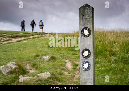 Marcheurs sur la Pennine Way, près d'Edale dans le Derbyshire Peak District, Angleterre Banque D'Images