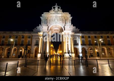 Monument historique Rua Augusta Arch à la place Comercio à Lisbonne, Portugal. Banque D'Images