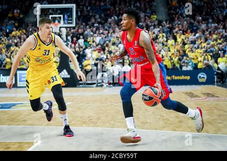 Berlin, Allemagne, 25 octobre 2019: Un joueur de basket-ball va Clyburn en action pendant le match de basket-ball EuroLeague entre Alba Berlin et CSKA Moscou Banque D'Images