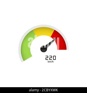 Compte-tours avec flèche ou icône de compteur de vitesse indiquant une vitesse élevée. Vecteur sur fond blanc isolé. SPE 10. Illustration de Vecteur