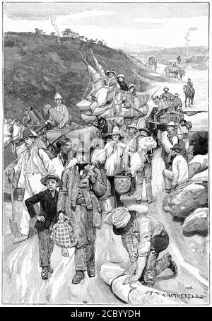 Gravure de personnes sur la route des fouilles dans L'Australie pendant les années 1850 rushes d'or Banque D'Images