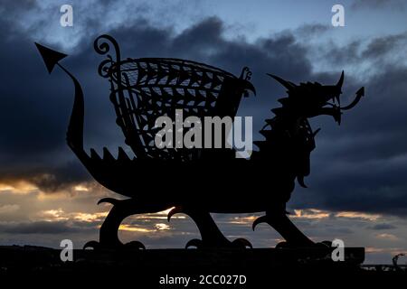 Sculpture de balises de dragon à Bettisfield sur la côte nord du pays de Galles Banque D'Images